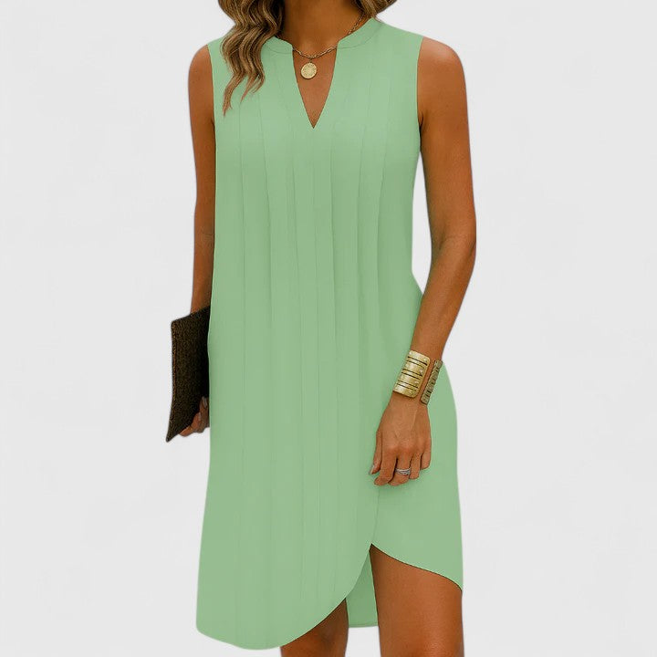 Clarhild™ Elegant V-Neck Dress with a Flattering Silhouette
