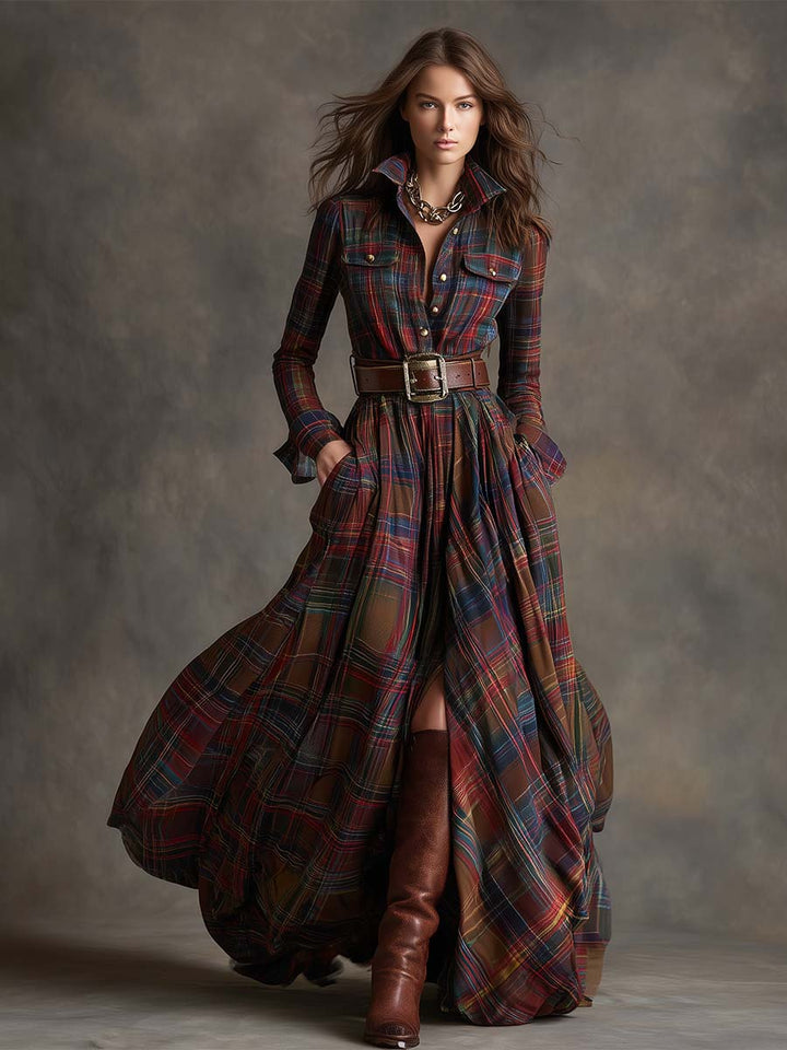 Giulietta Maxi Check Shirt Dress