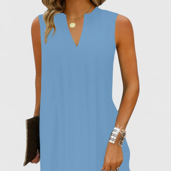 Clarhild™ Elegant V-Neck Dress with a Flattering Silhouette