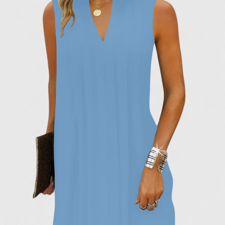 Clarhild™ Elegant V-Neck Dress with a Flattering Silhouette