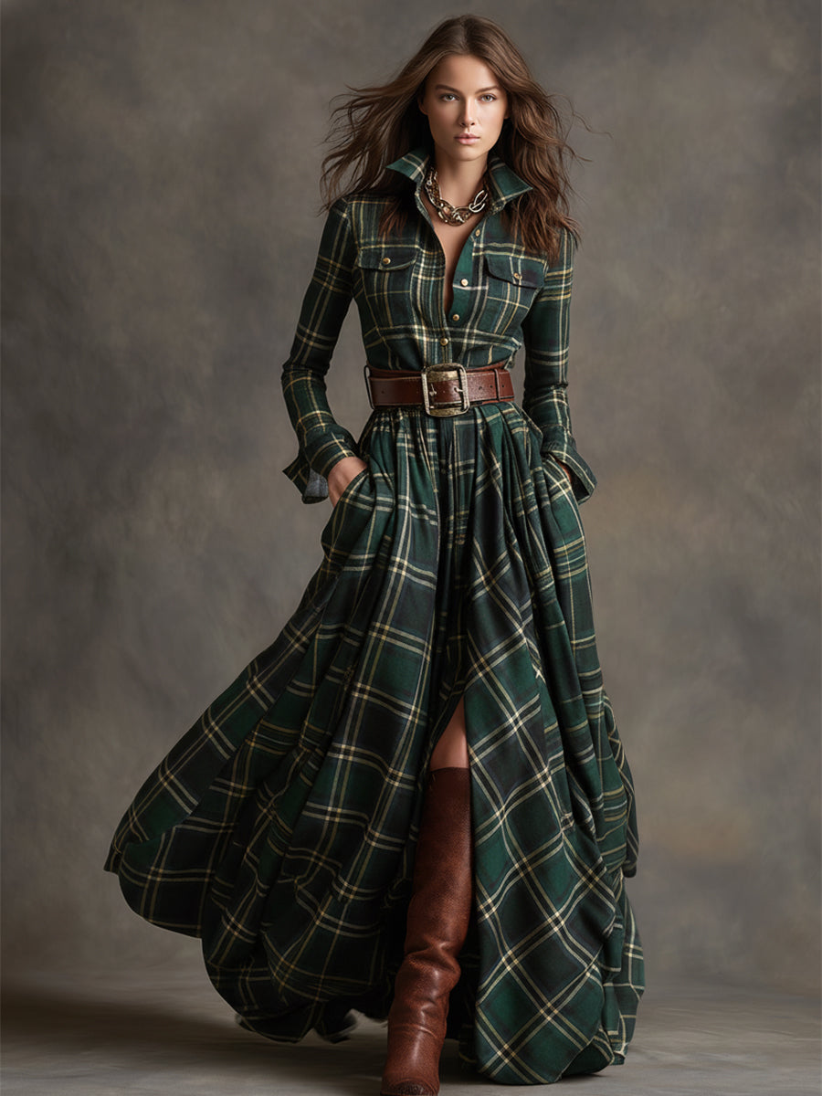Giulietta Maxi Check Shirt Dress