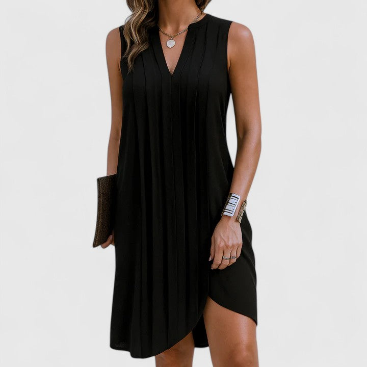 Clarhild™ Elegant V-Neck Dress with a Flattering Silhouette