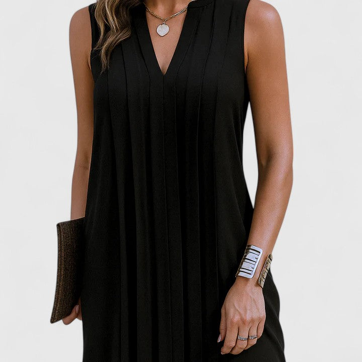 Clarhild™ Elegant V-Neck Dress with a Flattering Silhouette