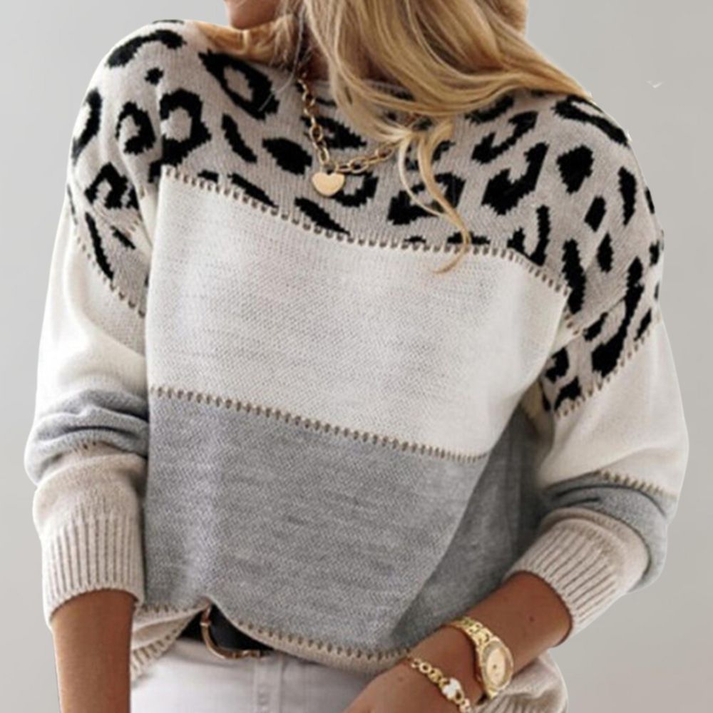 Sharelle Leopard Print Knit Casual Sweater – Effortless Everyday Style