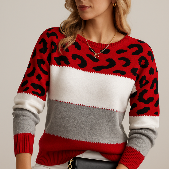 Sharelle Leopard Print Knit Casual Sweater – Effortless Everyday Style