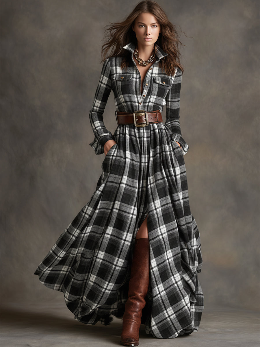 Giulietta Maxi Check Shirt Dress