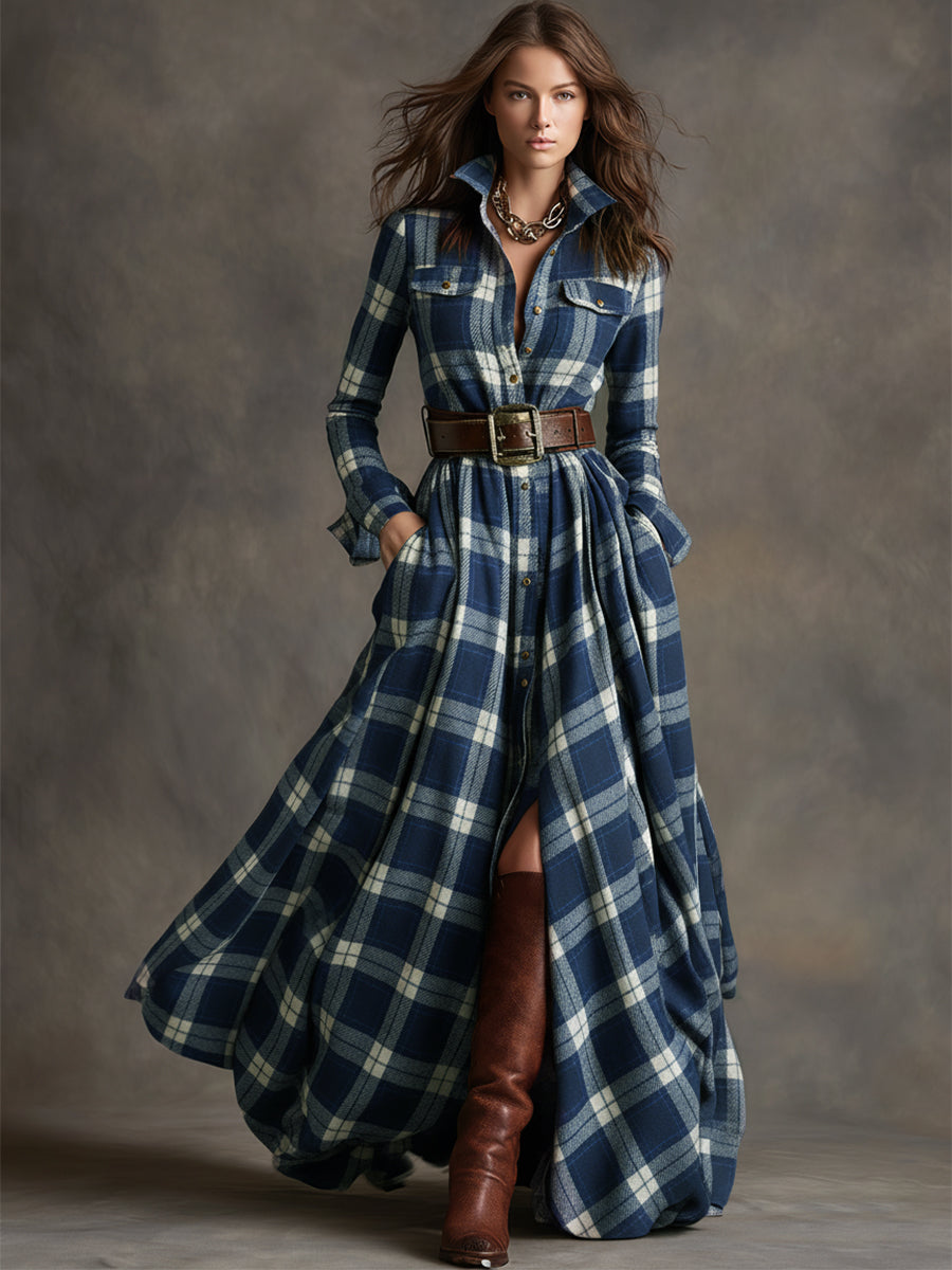 Giulietta Maxi Check Shirt Dress