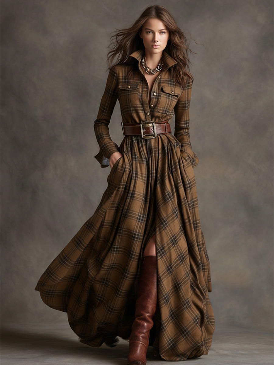 Giulietta Maxi Check Shirt Dress
