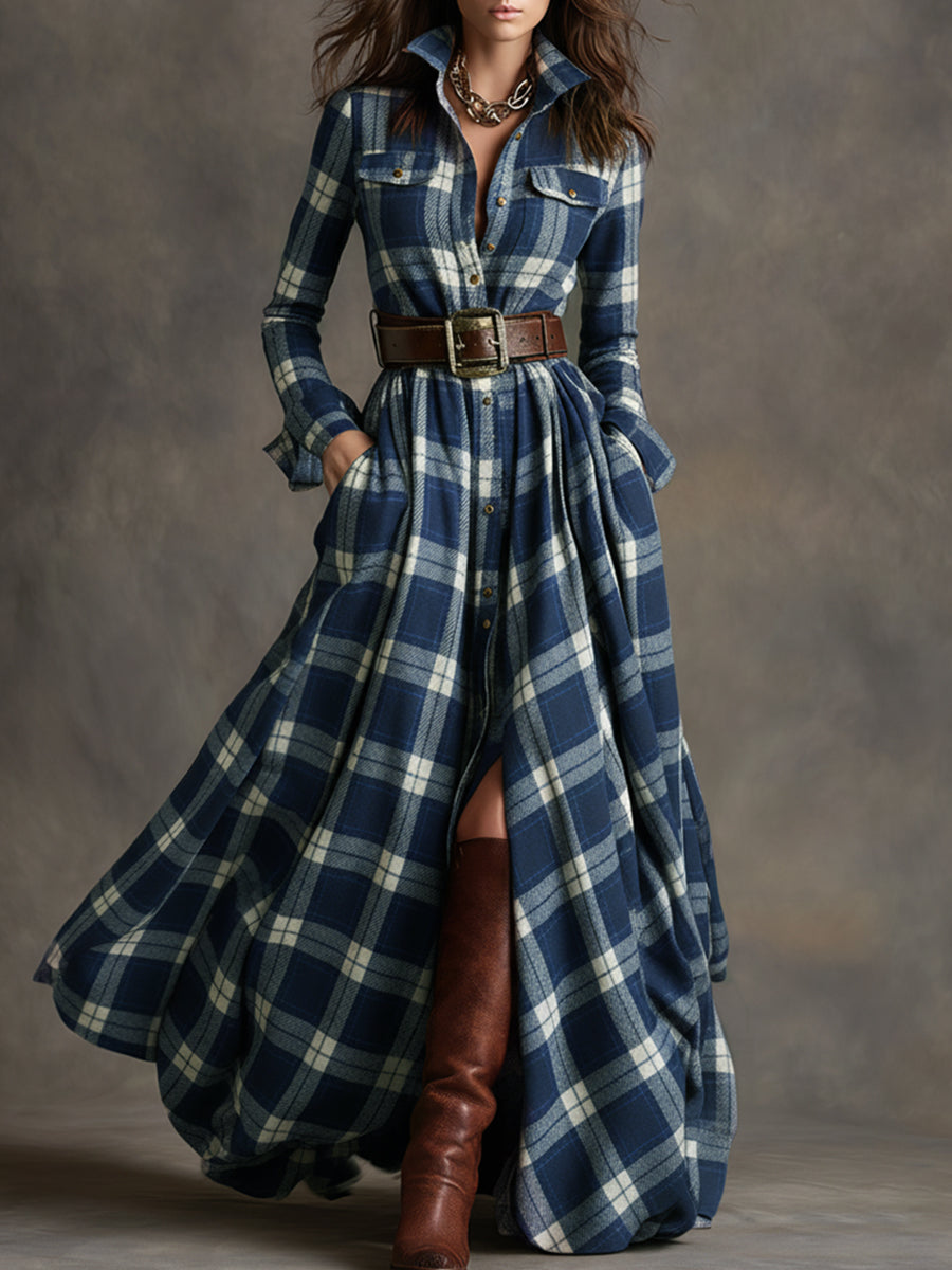 Giulietta Maxi Check Shirt Dress