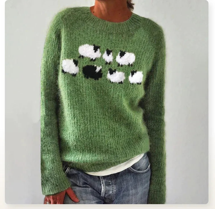 Lina Cozy Cute Sheep Sweater – Soft Knit for Everyday Comfort
