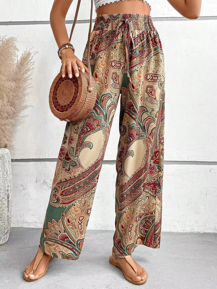 Olivia - Vintage-Print Wide-Leg Pants