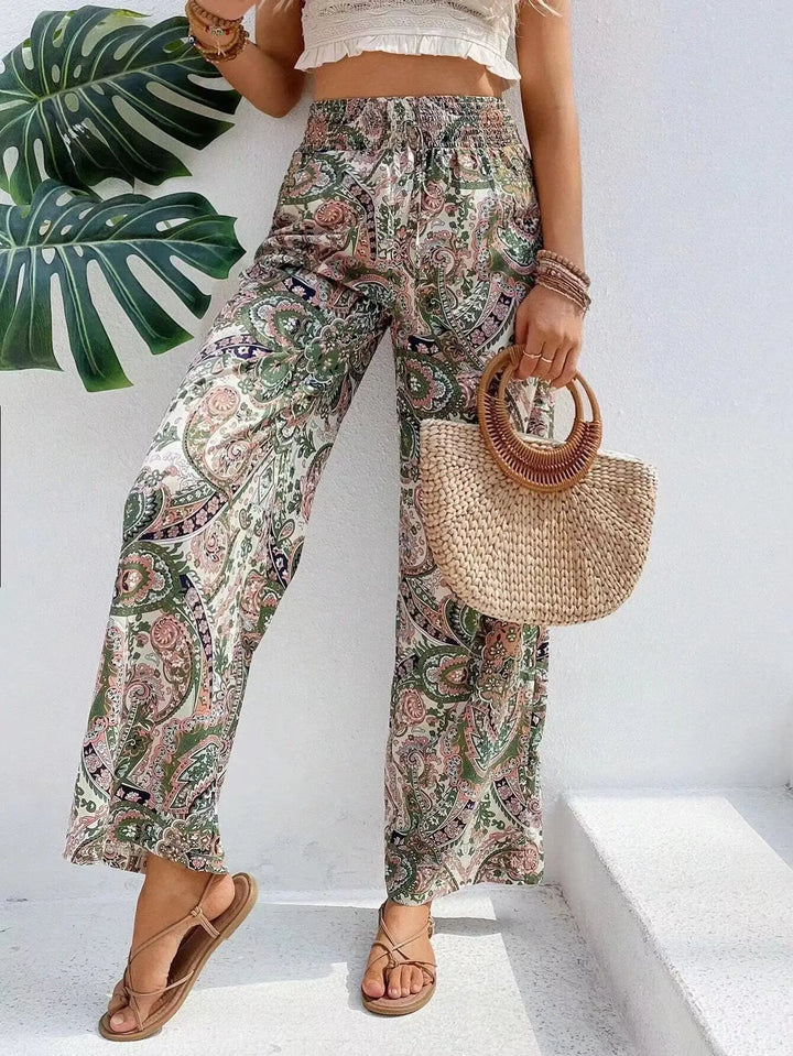Olivia - Vintage-Print Wide-Leg Pants