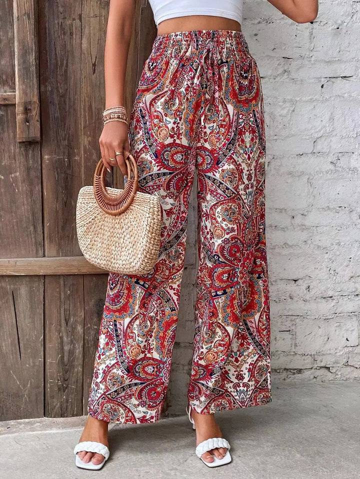 Olivia - Vintage-Print Wide-Leg Pants