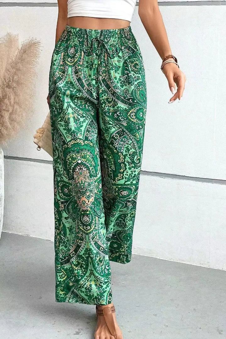 Olivia - Vintage-Print Wide-Leg Pants