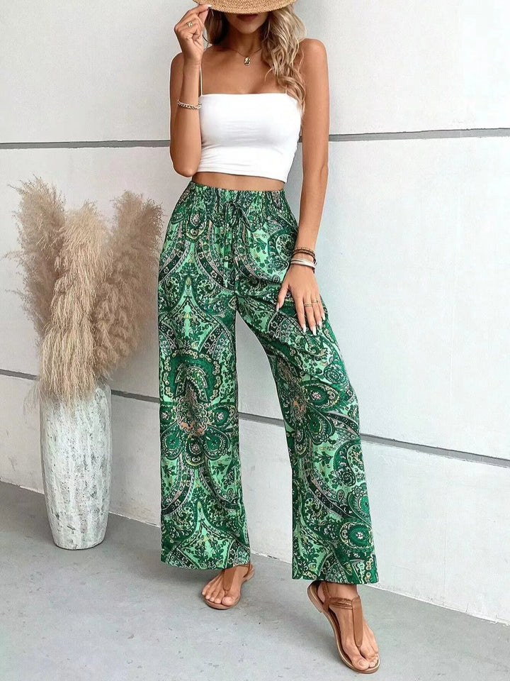 Olivia - Vintage-Print Wide-Leg Pants
