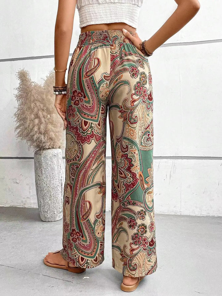 Olivia - Vintage-Print Wide-Leg Pants