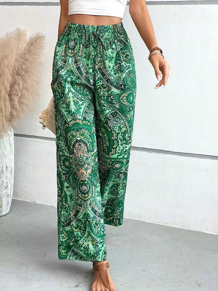 Olivia - Vintage-Print Wide-Leg Pants