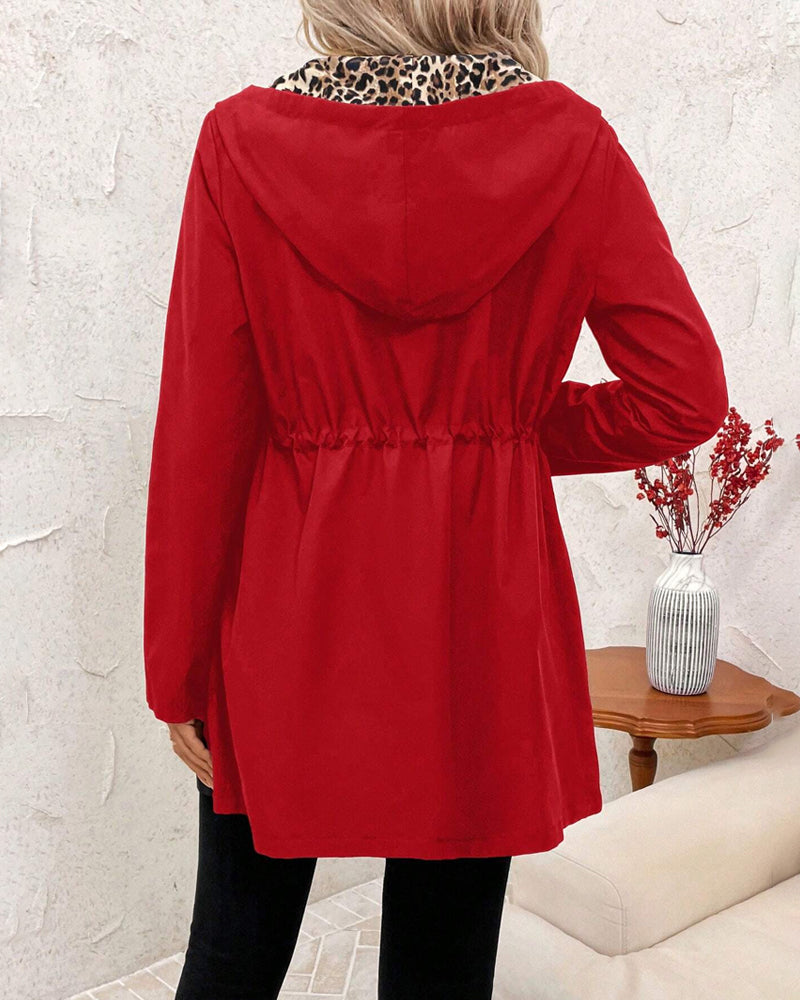 Sharon Reversible Leopard-Print Hooded Coat – Double-Sided Style